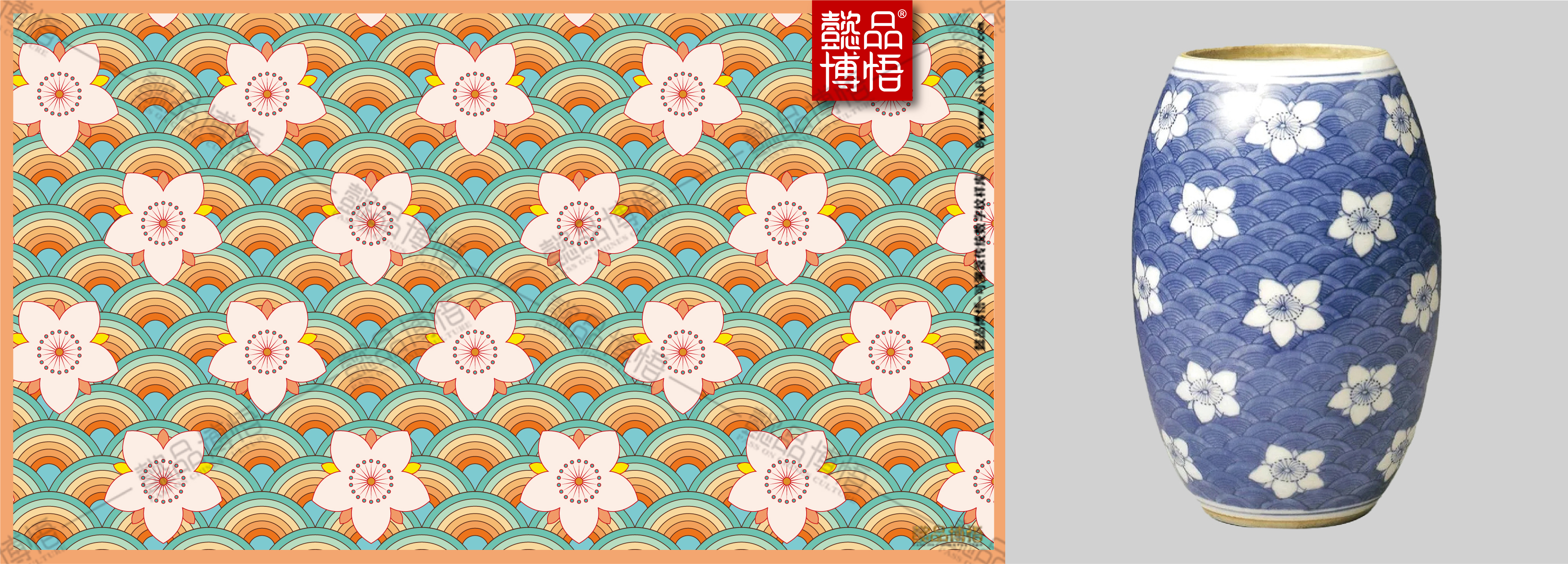 经典纹饰图赏(懿品博悟供图) 济宁博物馆-清康熙青花梅花流水莲子罐