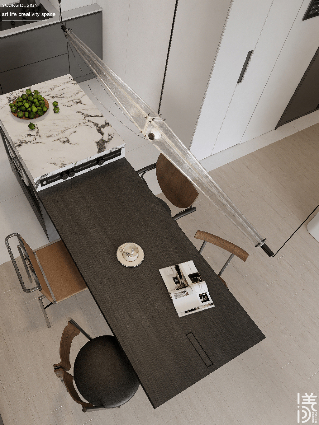 Young设计 | 纯白与木色完美平衡，天然肌理邂逅简约线条，诠释意式极简静谧之家