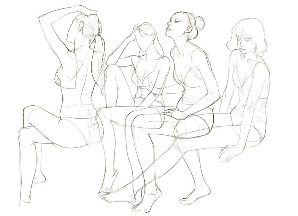 分享一组来自韩国画师bumskee,女性人体动态速写练习,寥寥几笔就能把