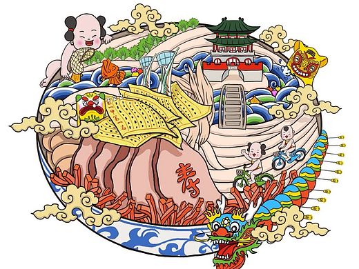  最近画的两幅潍坊主题的插画