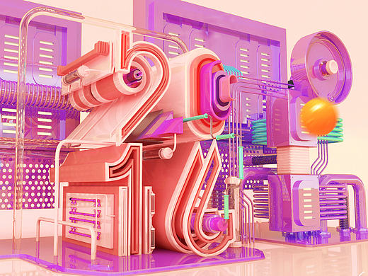 C4D字体练习【2016色起来GOGOGO】