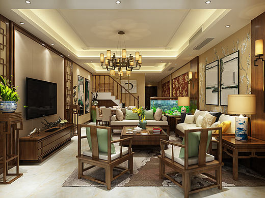 和记黄埔御峰-现代中式风格（个人主页-ZMTg0NDI0NzI=） - 家装设计 - 站酷设计师唐卡装饰石艳斌原创素材 - 站酷ZCOOL