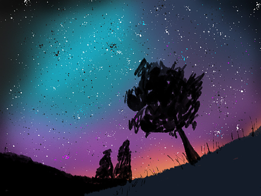 【质感插画打卡挑战】第15幅-极光-15min