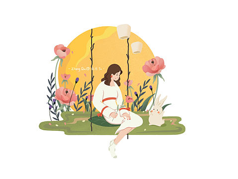 中秋 扁平风插画/头像