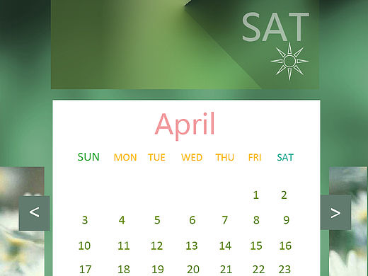 清新四月手机日历界面