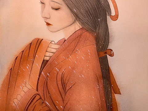 水彩古风人物插画
