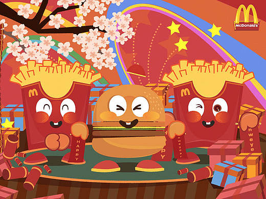 麦当劳自拍墙绘画设计