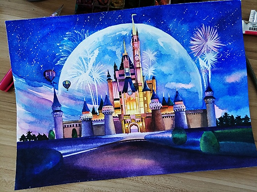 水彩迪士尼手绘完成啦