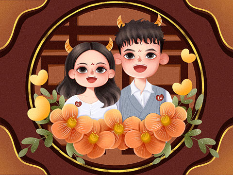 可可爱爱结婚插画～原创（个人主页-ZNTI4MDI0MjA=） - 创作习作 - 站酷设计师酸奶米糊糊原创素材 - 站酷ZCOOL