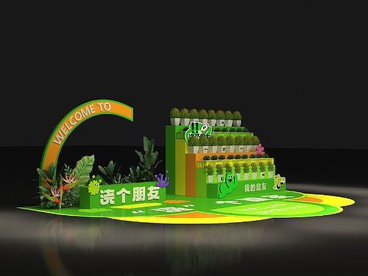 绿植主题堆头设计3D效果图