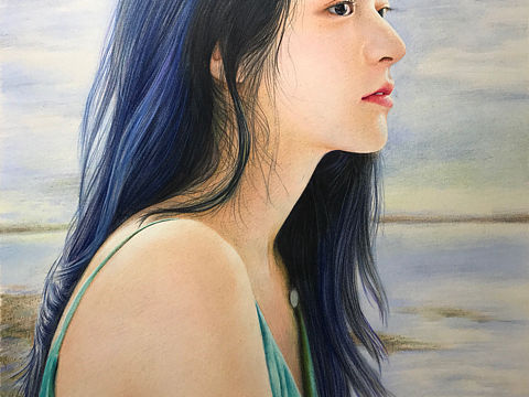 丹子何彩铅人物  优雅的你