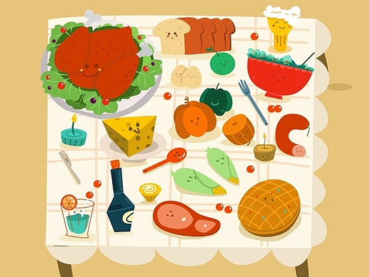 q版动画扁平化卡通食物练习