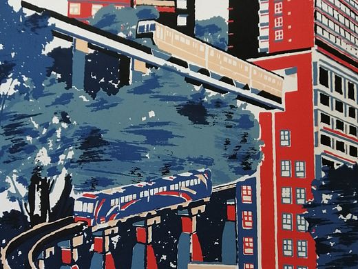 丝网版画版画临摹 重庆轻轨