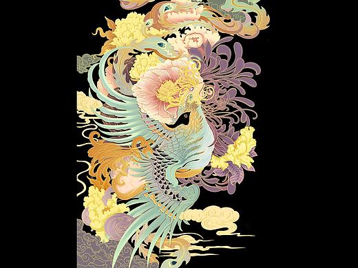 凤凰牡丹装饰插画