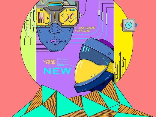 尝试用ps画画，大爱赛博朋克。