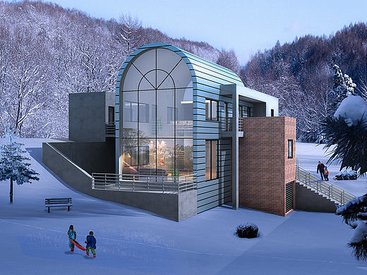 室外设计,别墅设计,环境艺术设计,雪景