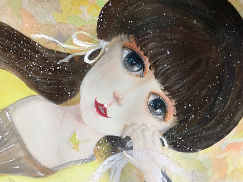 暖系水彩人物插画