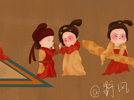 一张Q版的《挥扇仕女图》（个人主页-ZNTIwNzU4NjQ=） - 创作习作 - 站酷设计师野风yf原创素材 - 站酷ZCOOL