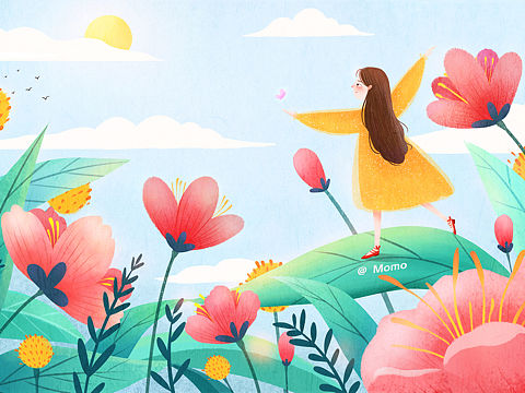 春天花开的季节（个人主页-ZMzU0NDM0NDQ=） - 商业插画 - 站酷设计师默momo原创素材 - 站酷ZCOOL