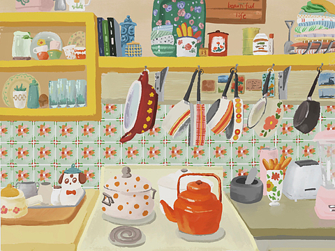 北欧风厨房一角-临摹的作品插画-商业插画2年前商业插画插画-商业插画