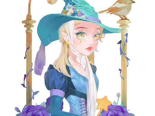 插画-小魔女
