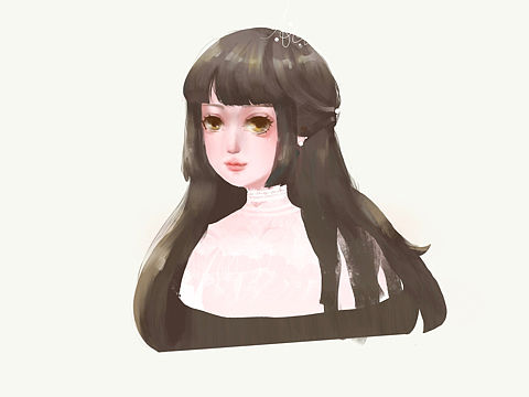 procreate初体验 可爱女生厚涂头像