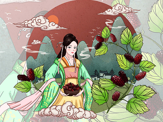 圣华士桑叶茶礼品插画系列