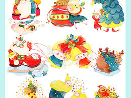 一组圣诞主题插图