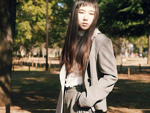 不对称外套 tuck阔腿裤