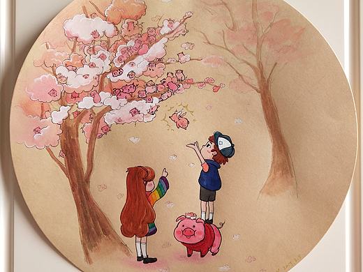 牛皮纸上的猪猪