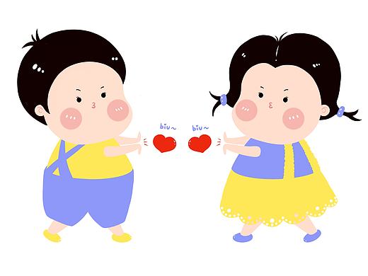 情侣头像设计。（个人主页-ZNTU3NTE1NzI=） - 儿童插画 - 站酷设计师插画师简安稳原创素材 - 站酷ZCOOL