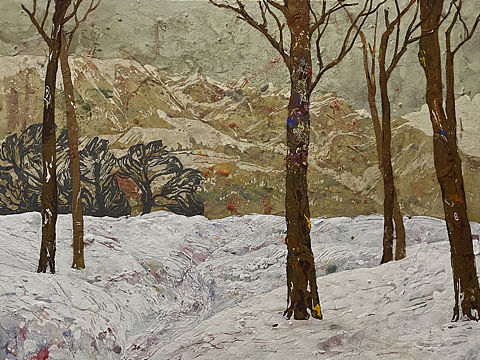 《白玉吟》岩彩画