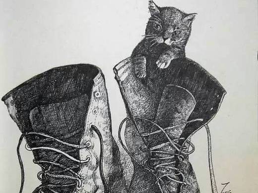 签字笔动物速写素描超写实创作