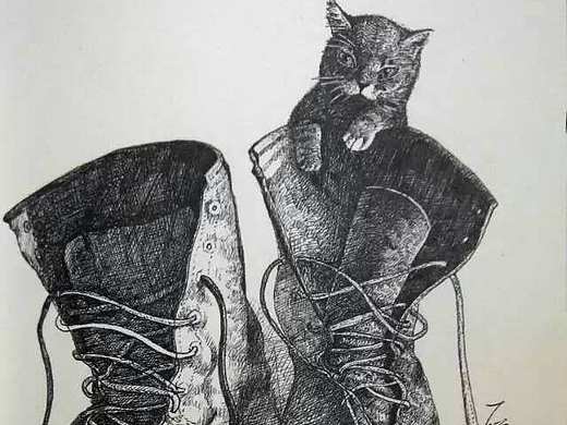 签字笔动物速写素描超写实创作