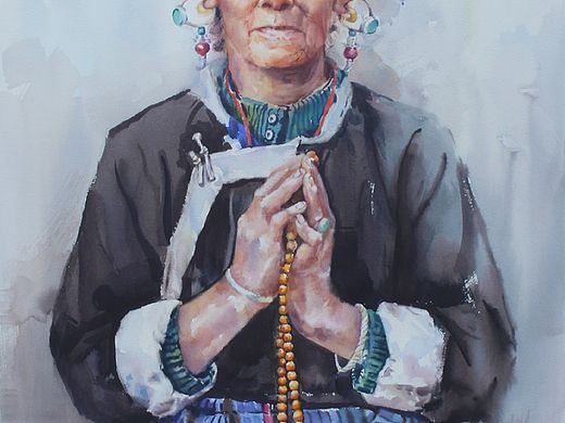 《暮》76X56cm（个人主页-ZMzYxMDE3NDg=） - 绘画 - 站酷设计师ChenYan水彩原创素材 - 站酷ZCOOL