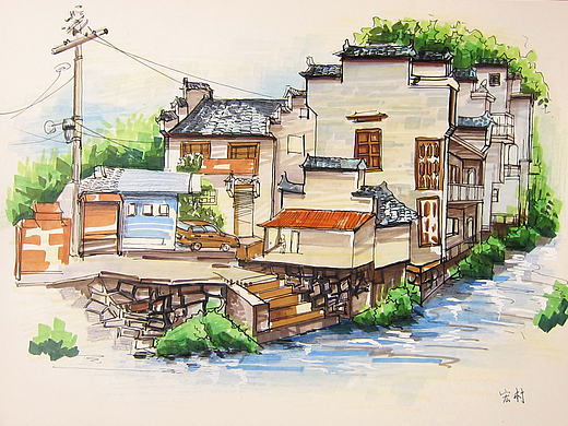 民居建筑-手绘作品1