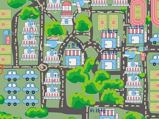 太原理工大学明向校区手绘地图（个人主页-ZMTcxODIzODA=） - 图案 - 站酷设计师SherlockMars原创素材 - 站酷ZCOOL
