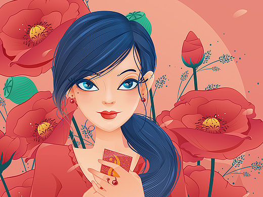 矢量插画虞美人（个人主页-ZMTYwOTA1MDA=） - 创作习作 - 站酷设计师闪亮的uu原创素材 - 站酷ZCOOL