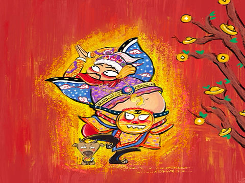 插画-新年门神