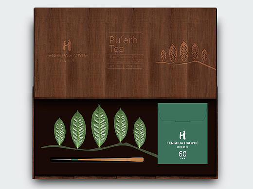 峰华皓月枝头叶片普洱茶主题礼盒