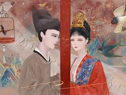 清平乐插画，来生不做笼中鸟，来世可做双飞燕
