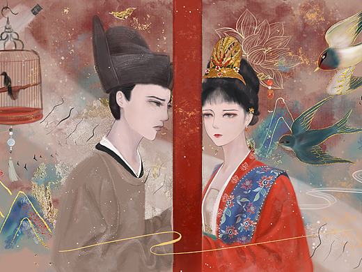 清平乐插画，来生不做笼中鸟，来世可做双飞燕（个人主页-ZNDQ2MTY4NzI=） - 创作习作 - 站酷设计师山有木兮wyc原创素材 - 站酷ZCOOL