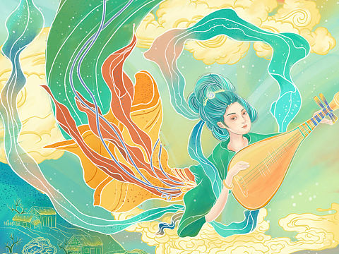 仙女桥插画