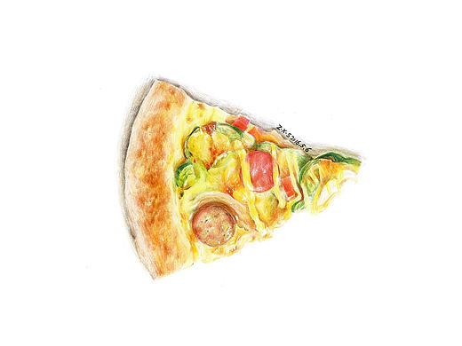 彩铅美食—披萨