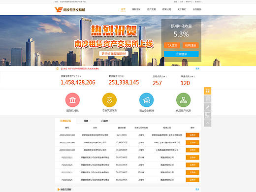 南沙租赁资产交易所、理财页面