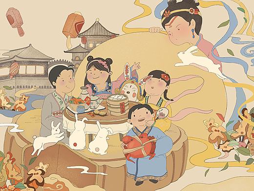 中秋插画设计