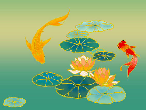 国风-鱼戏莲叶间（个人主页-ZNTQ3NDYyNzI=） - 创作习作 - 站酷设计师qichenglin原创素材 - 站酷ZCOOL