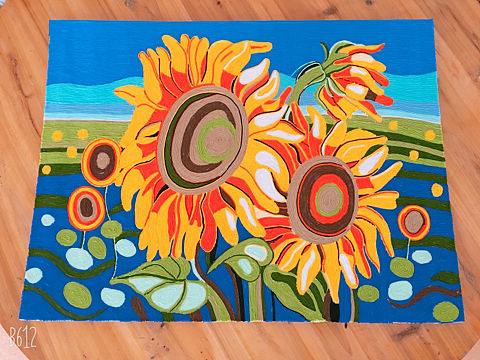 毛线画《向日葵》（个人主页-ZMzc2NzA0NjA=） - 其他手工艺 - 站酷设计师文子611原创素材 - 站酷ZCOOL