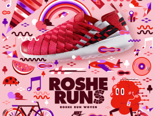 NIKE——ROSHE RUNS店内海报及网站插图设计
