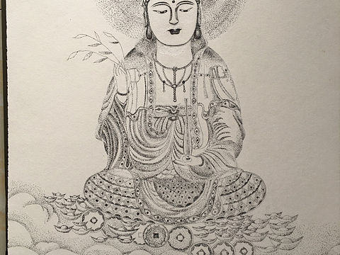 手绘0.5水笔画《观音送财》（个人主页-ZNTU5ODA3MjA=） - 绘画 - 站酷设计师奇鑫绘画原创素材 - 站酷ZCOOL